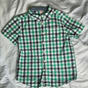 Gymboree Green and White Casual Button Down Shirt